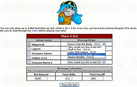 neopets food club bets - food club bets today.